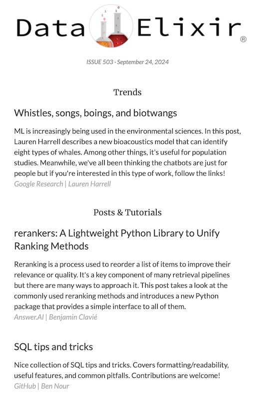 Issue 503 of the Data Elixir newsletter