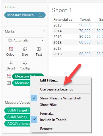 Tableau table